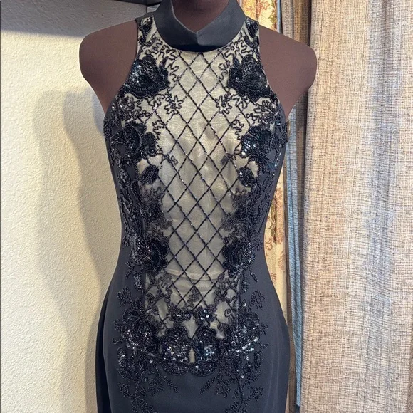 scala vintage beaded dress Scala 61315 Long Beaded Formal Fringe Prom Dress main image 0
